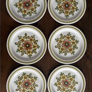 1970’s Mirage by Myott Floral Ceramic Dessert Plates - Set of 6 plus Platter